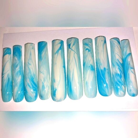 Hand crafted custom 10pc xxl long acrylic press on nails sz large - Picture 6 of 11